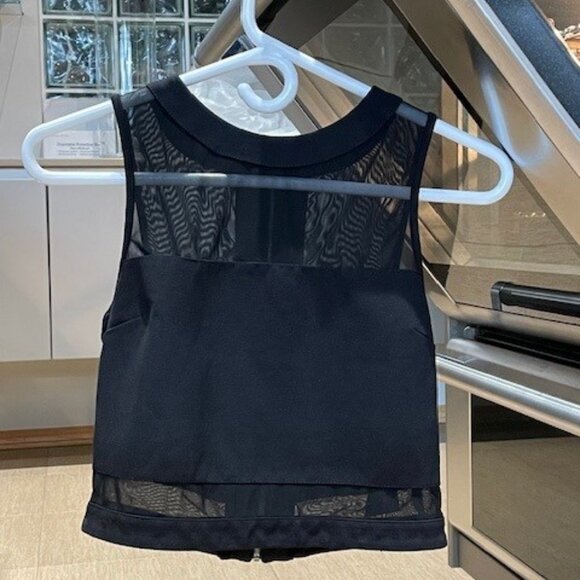 GUESS CROP TOP - BLACK SHEER/SOLID Sleeveless, Zip Up Back, Trendy, Size Small - Picture 7 of 15